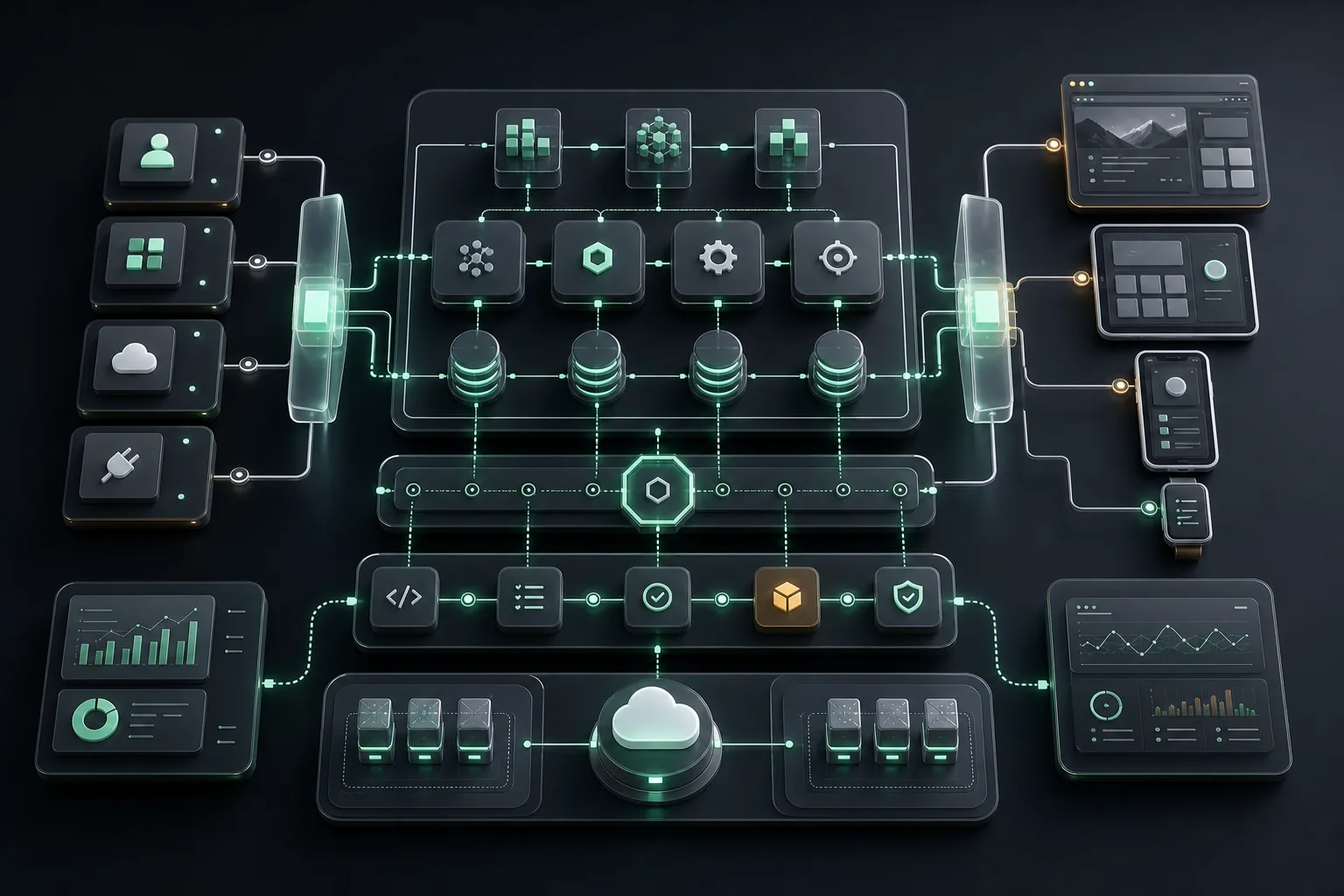 Modular web application and API integration architecture diagram