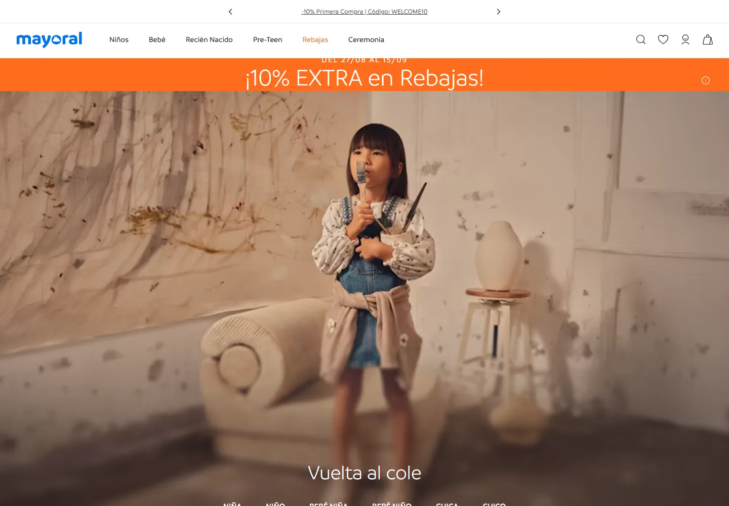 Mayoral desktop website interface
