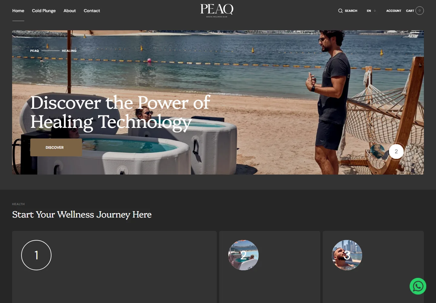 PEAQ Recovery desktop website interface